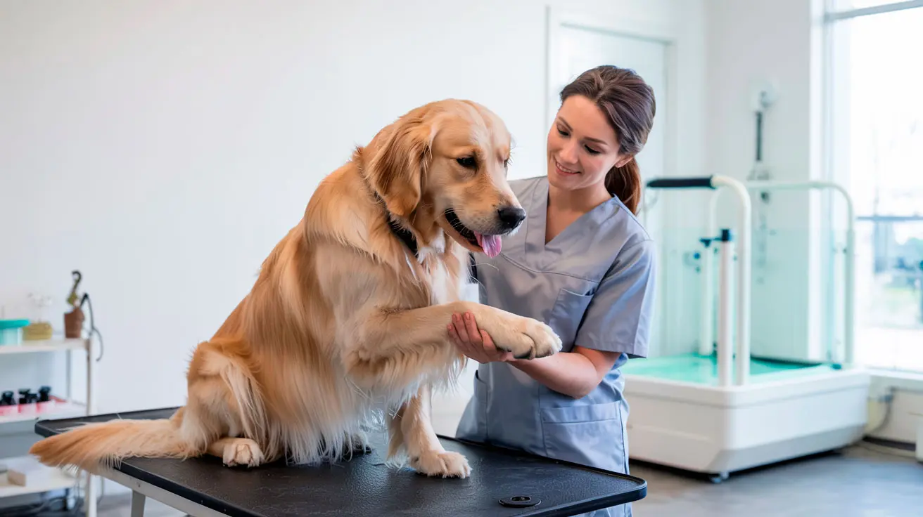 Terapia de rehabilitación para perros en Clínica Trajano, especializada en fisioterapia veterinaria en Sevilla